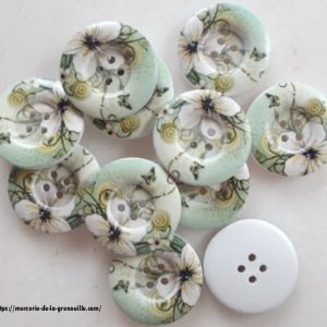 bouton bois décor fleur