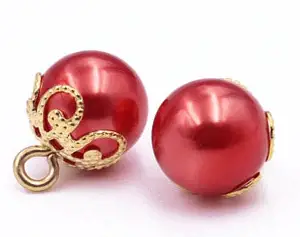 perles boutons rouges à anneau