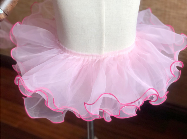 Ruban organza à volant rose